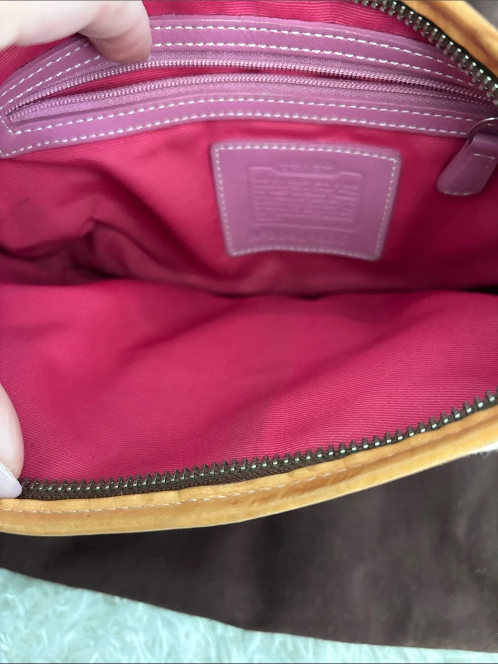 Coach Pink Signature Canvas Hobo with Cream Leather Trim and Tan Accents - Picture 3 of 5